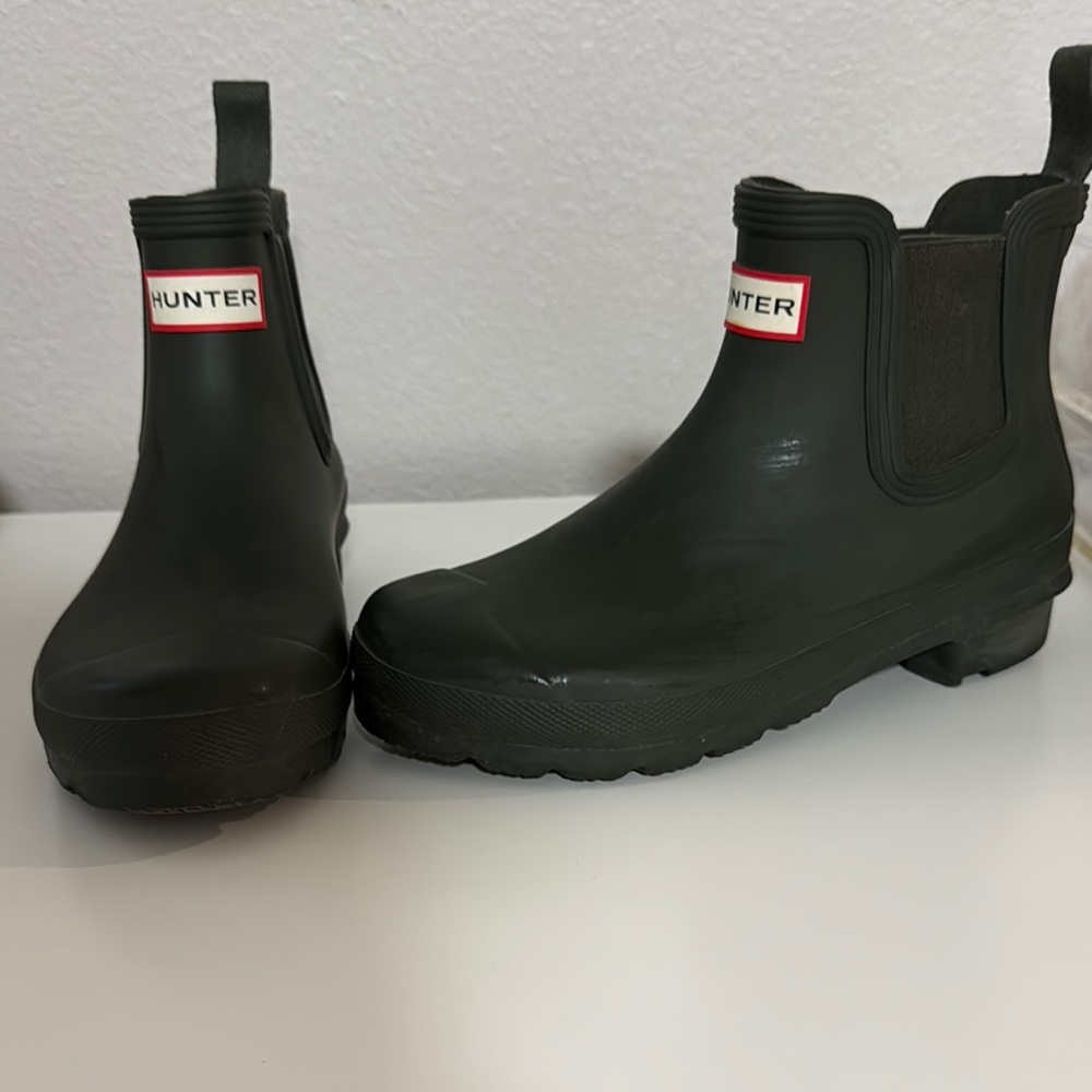 Hunter Dark Green Ankle Boots